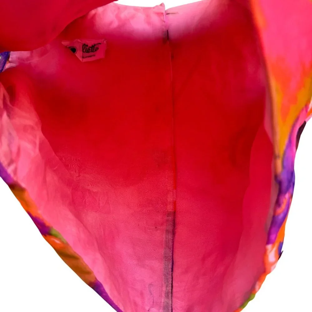 Miss Elliette California Hand-Beaded Floral Crop Blouse Sheer Sleeves Vtg 60s - Picture 6 of 16